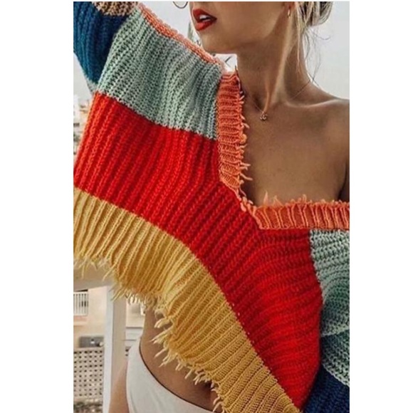 VICI Stripe Crop Sweater. Size Small - Picture 3 of 6